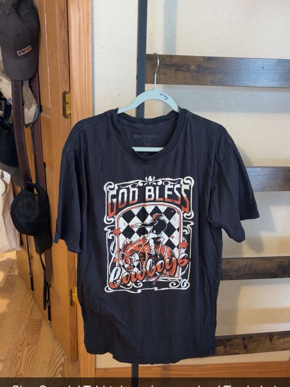 Mini tshirt dress / oversized Tee ‘God Bless Cowboys' Graphic Black & Orange